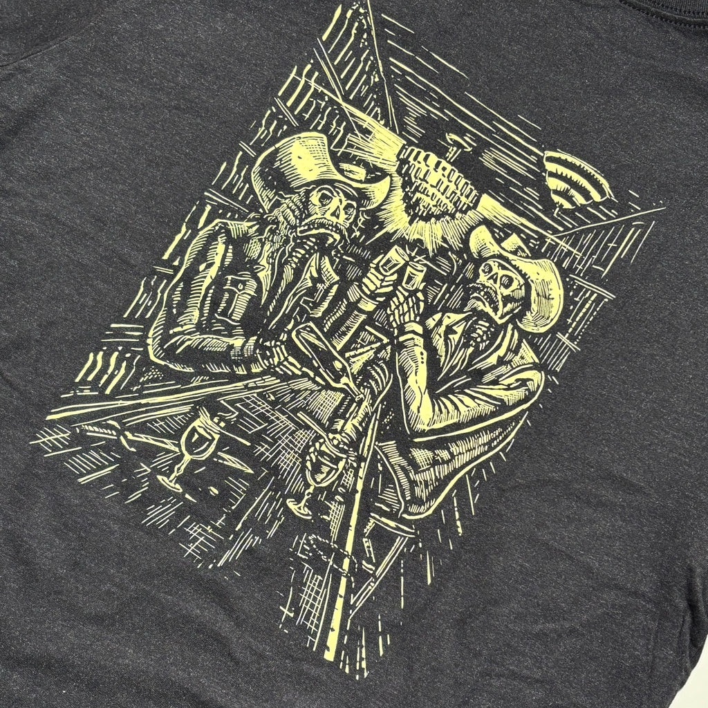 Close detail of printed art on back.