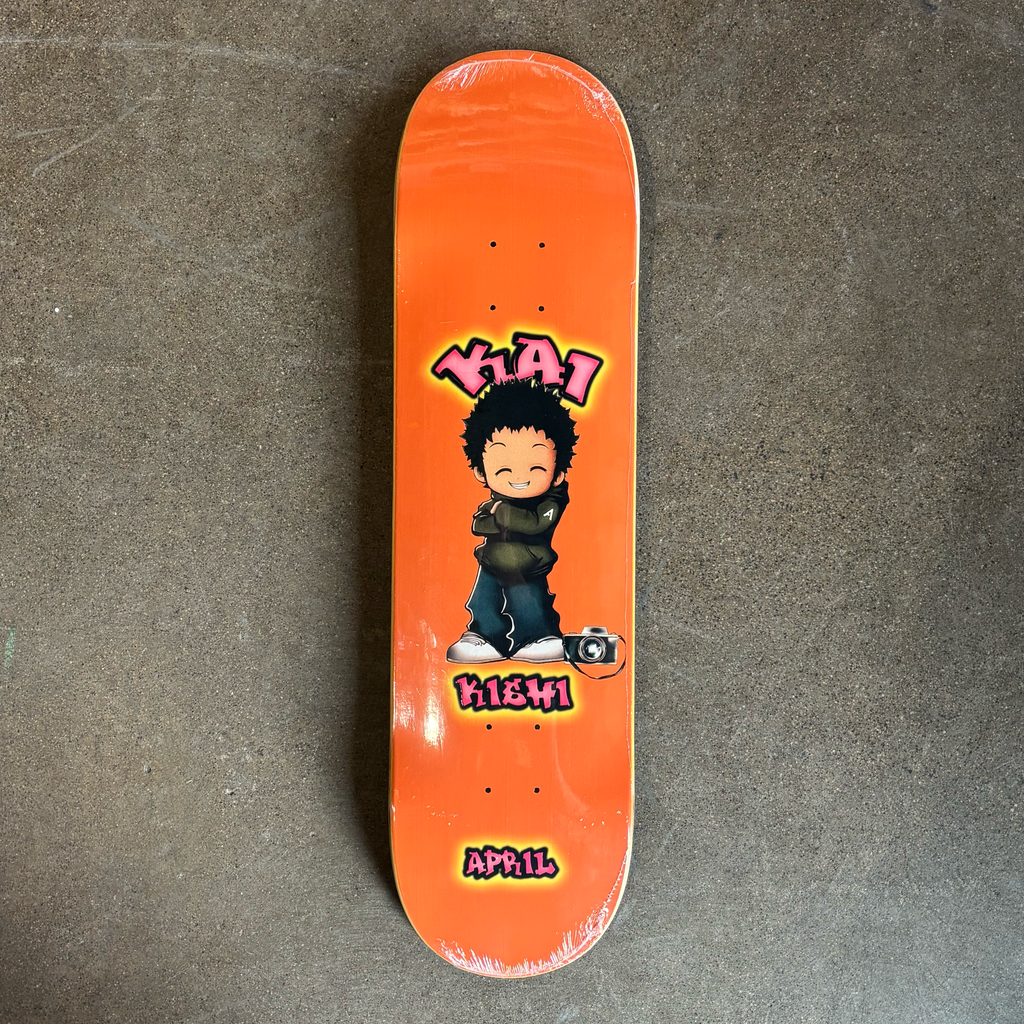 Full image of deck
Orange background with cartoon character.