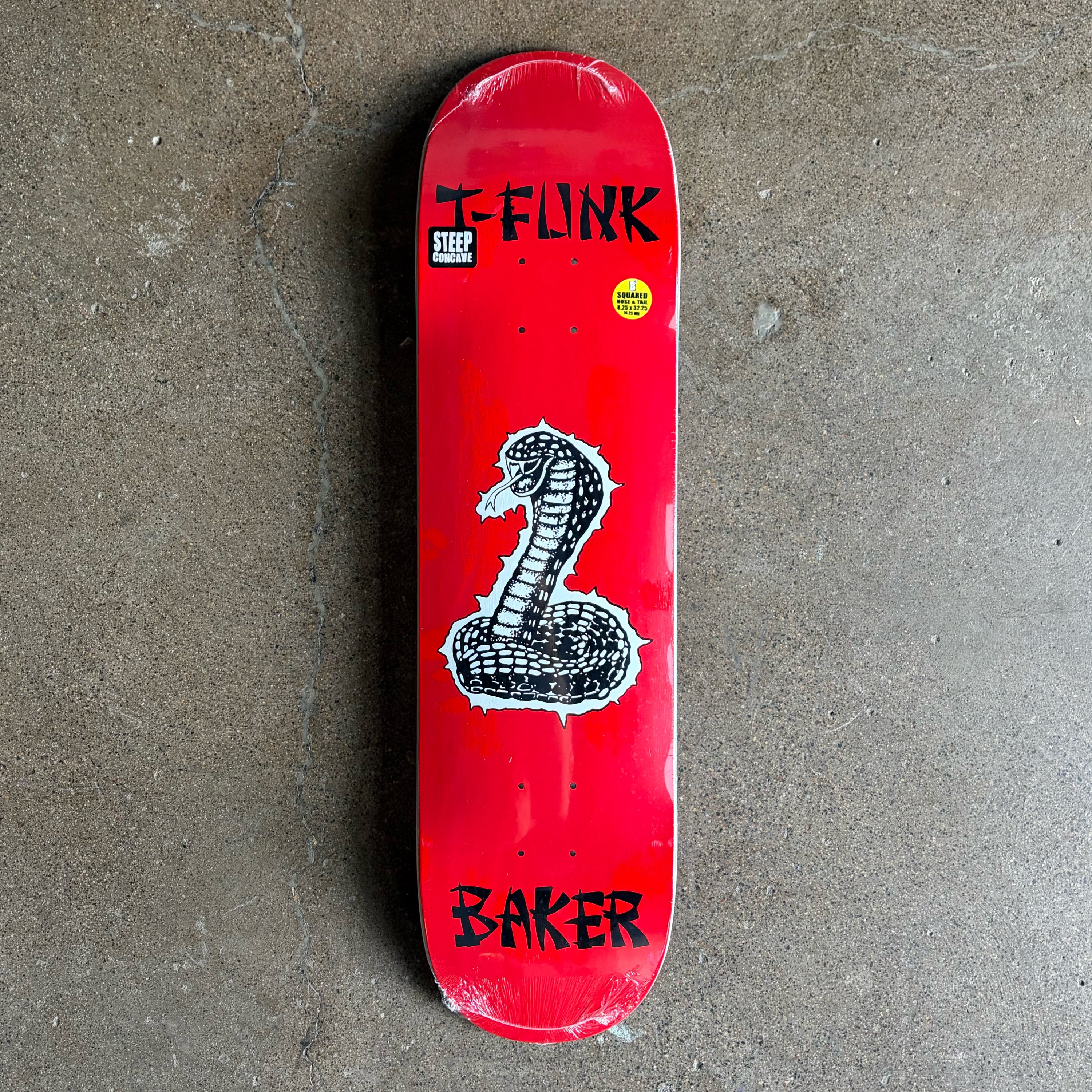 Full image of deck, red background with cartoon cobra art .