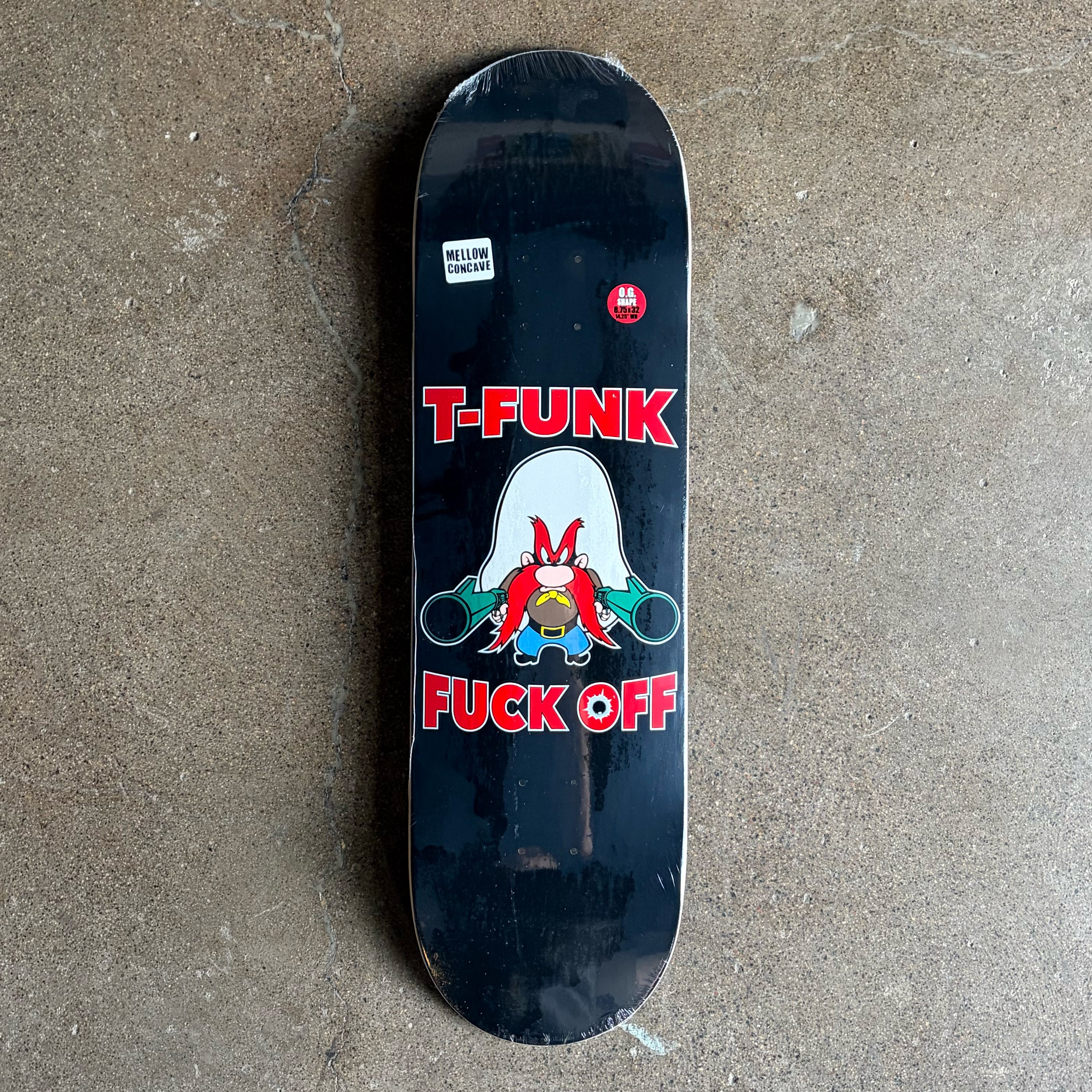 Full image of deck, Yosemite Sam cartoon art with bold text in red.