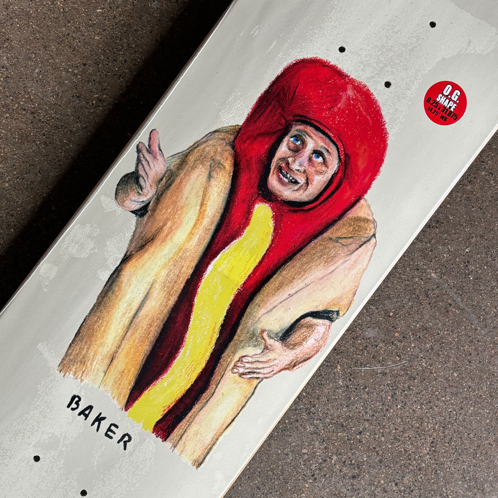 Close detail of Tim as a hotdog