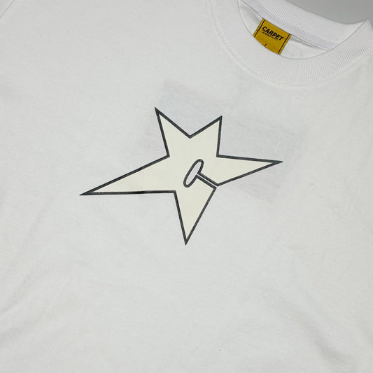 Close detail of C-star logo on chest. Printed with glow in the dark ink.