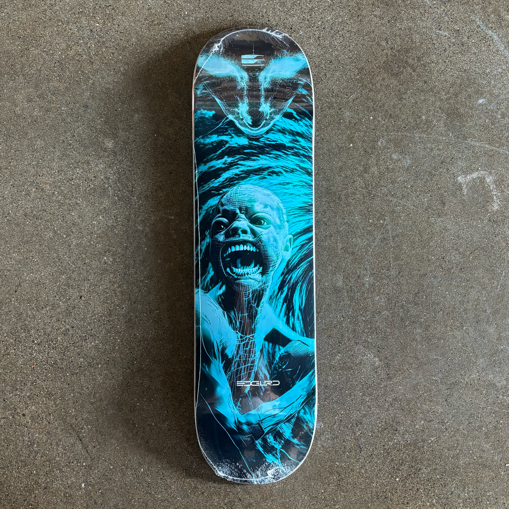 Full image of deck with artwork in blue