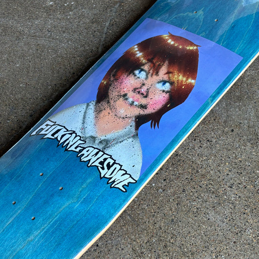 Close detail of art centered on deck.