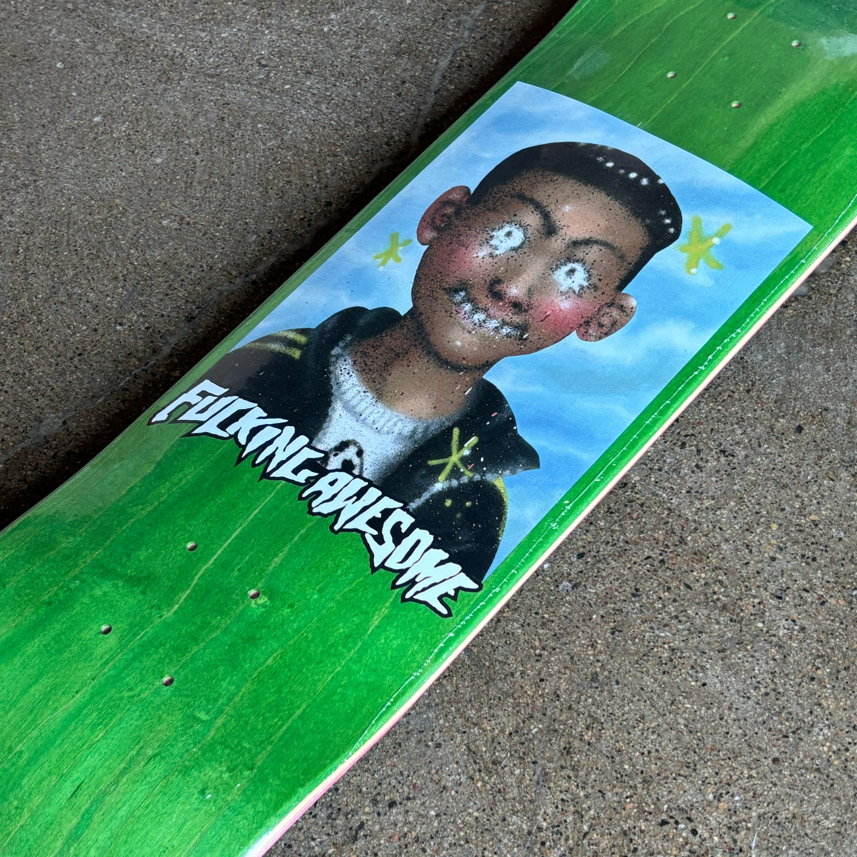 Close detail of sickid art.