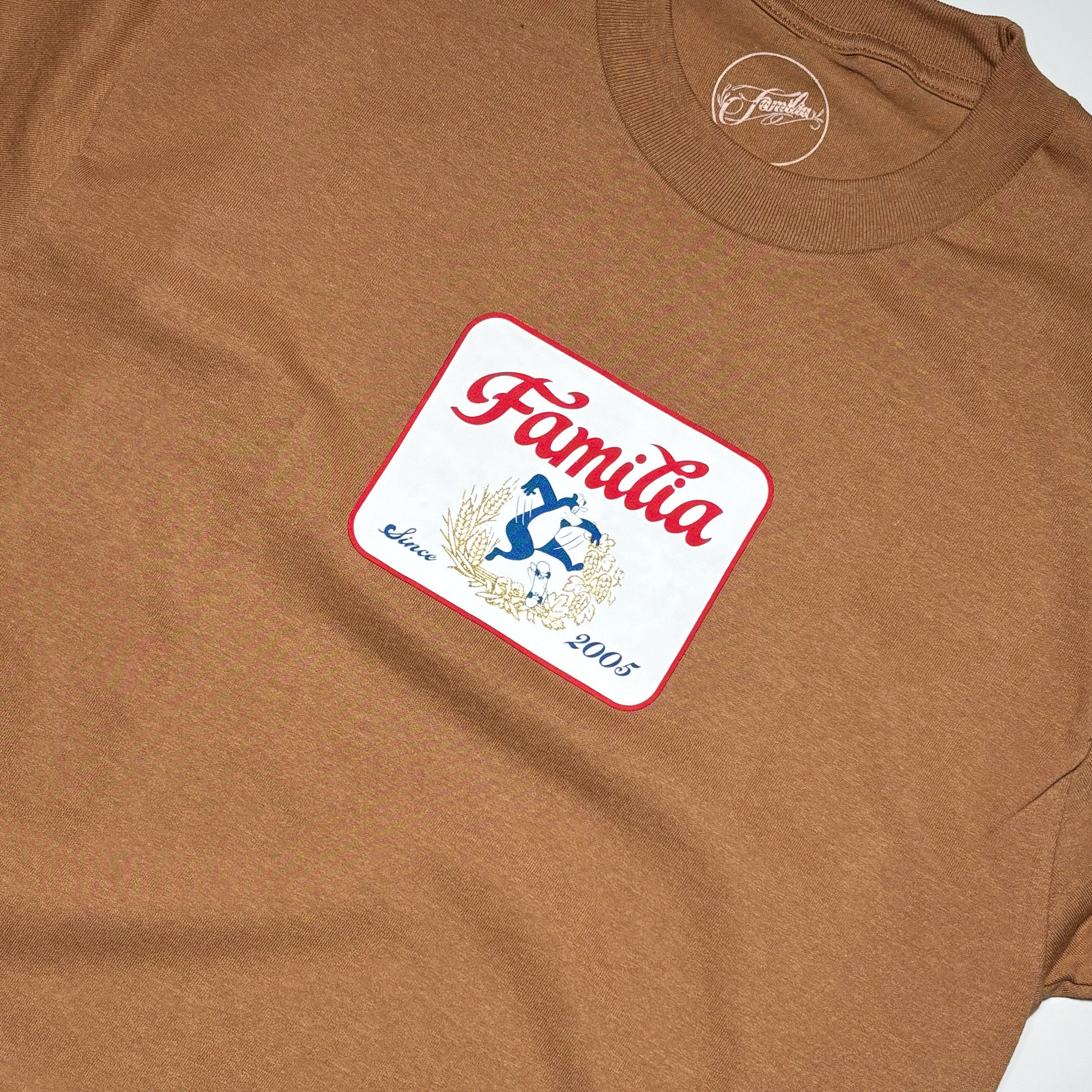 Close detail of art printed on chest.