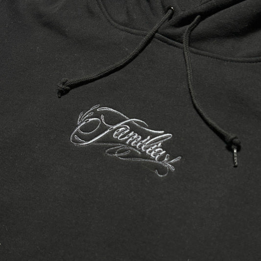 Close detail of embroidery on chest.