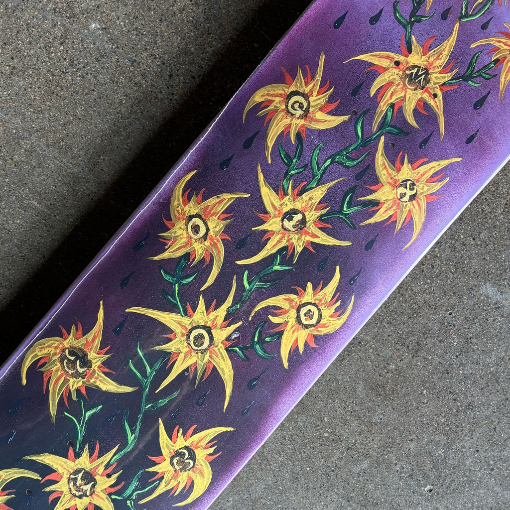Close detail of sunflower art.