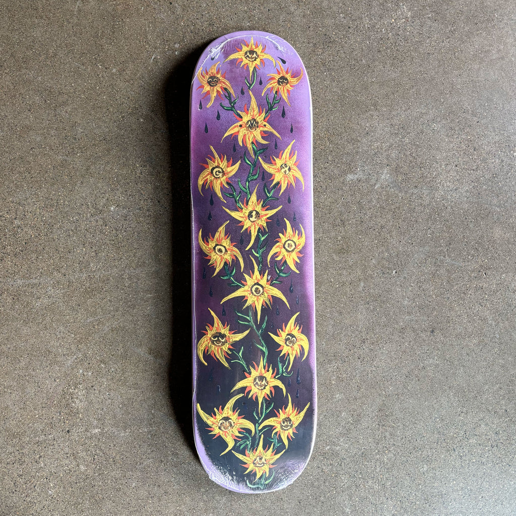 Full image of deck. Sunflower doodle style art throughout.