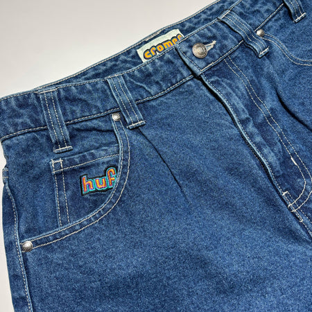 Close detail of embroidery and wash.