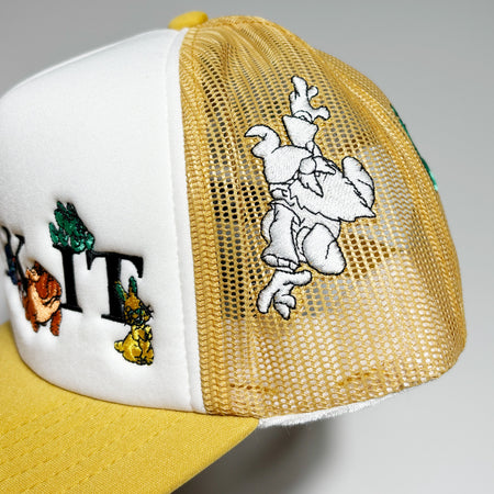 Close detail of embroidered characters