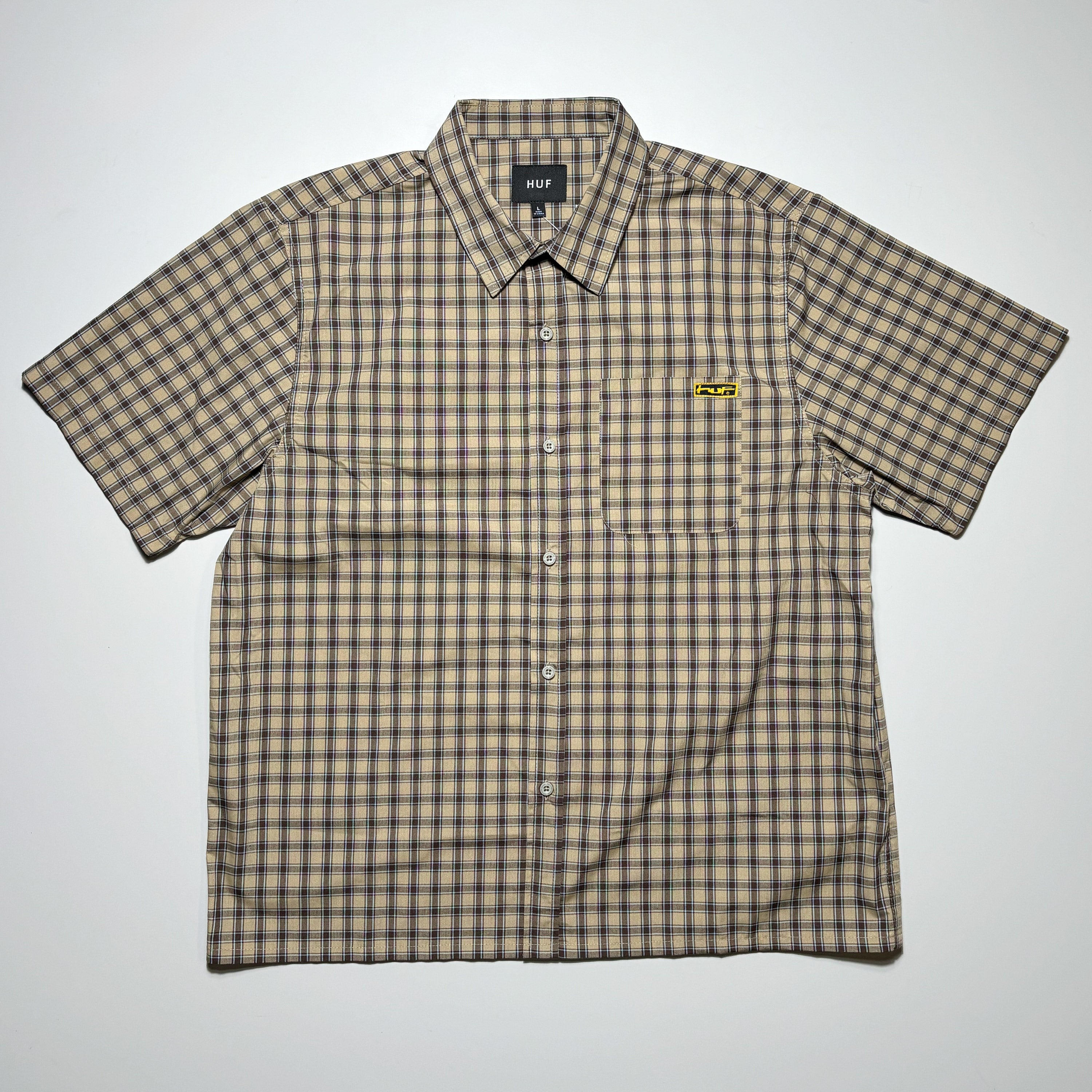 Full image of plaid shirt with chest pocket.