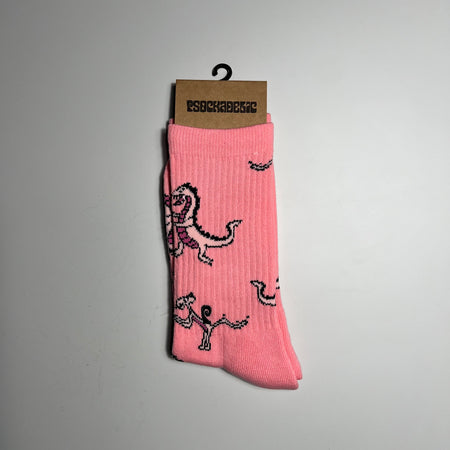 PINK SOCK WITH DRAGON GRAPHIC