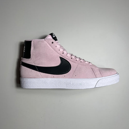 NIKE SB BLAZER MID IN PINK SUEDE WITH BLACK SWOOSH