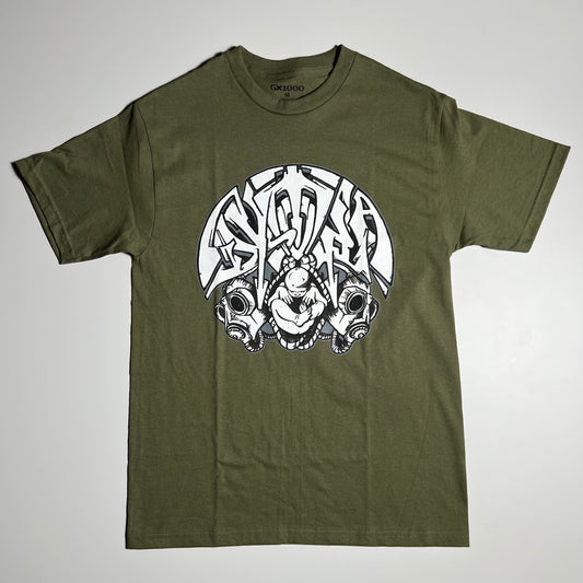 GX1000 GAS MASK GRAPHIC TEE IN GREEN