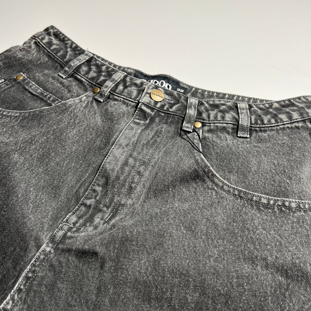 DETAILED GX1000 BAGGY PANT CHARCOAL DISTRESSED DENIM
