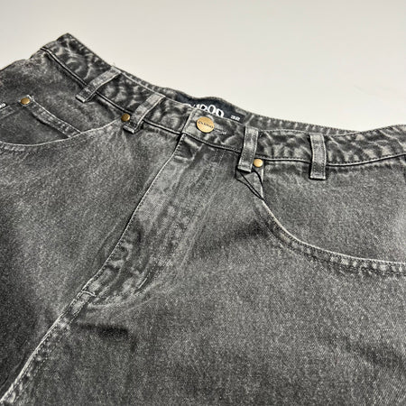 DETAILED GX1000 BAGGY PANT CHARCOAL DISTRESSED DENIM