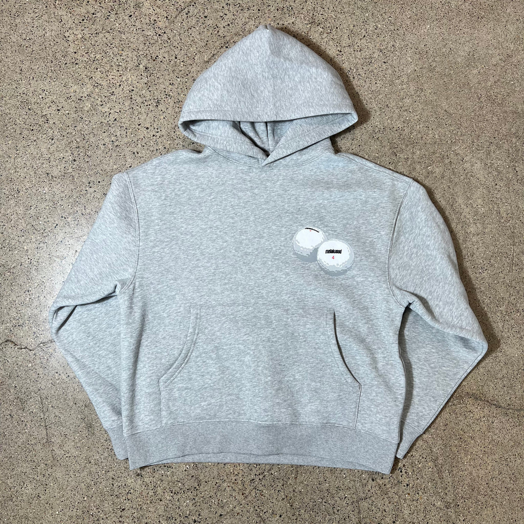 GREY HOODED SWEATSHIRT WITH METALWOOD GOLF BALL PRINTED GRAPHIC