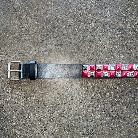 LOOSEY LEATHER SILVER RED CHECKERED STUD BELT