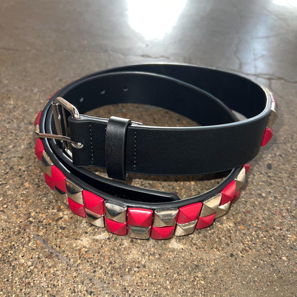 LOOSEY LEATHER SILVER RED CHECKERED STUD BELT