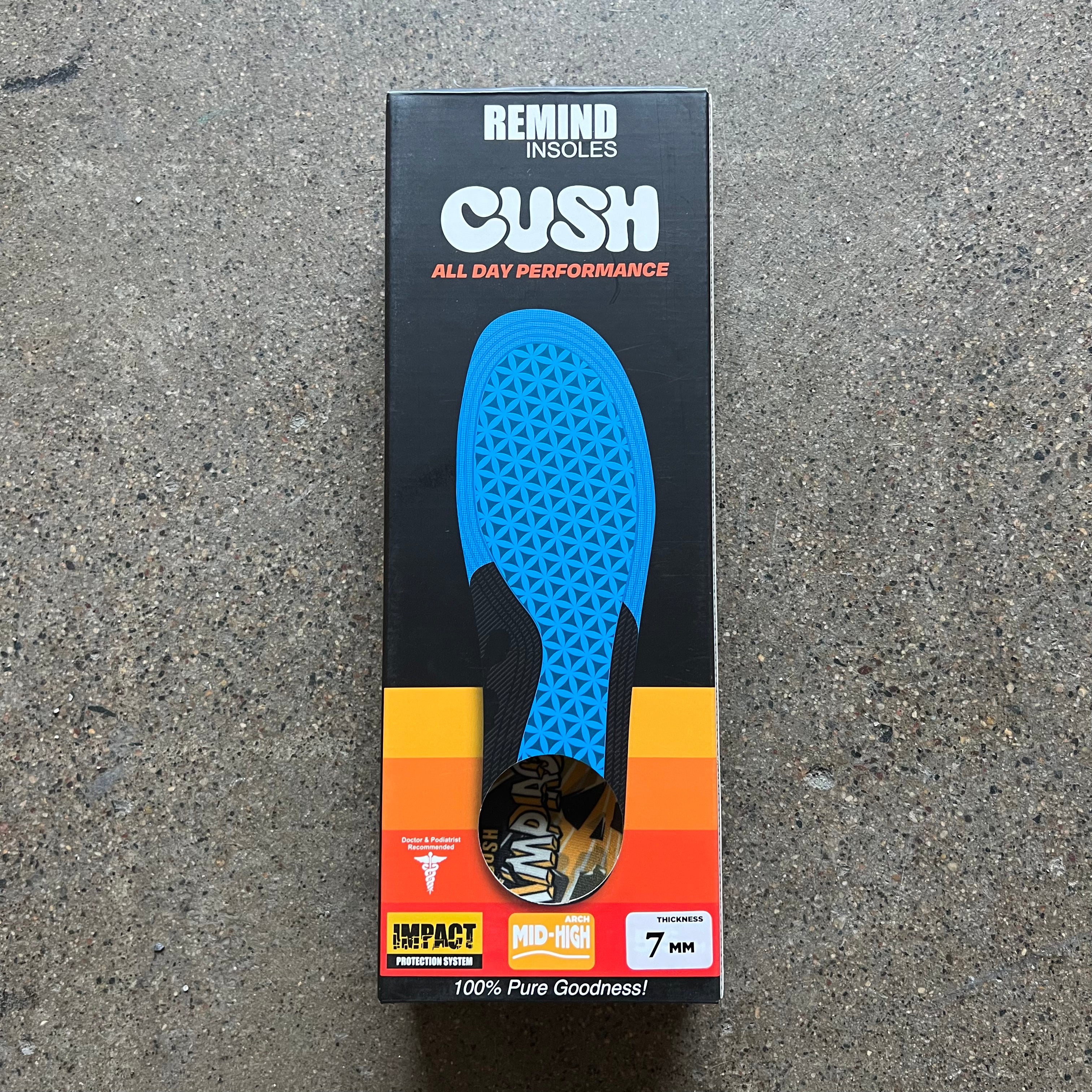 REMIND INSOLES CUSH ALL DAY PERFORMANCE MID-HIGH ARCH 7MM THICKNESS