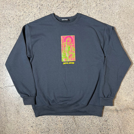 DARK GREY CREWNECK FUCKING AWESOME MINI STAMP WITH GRAPHIC CENTER CHEST