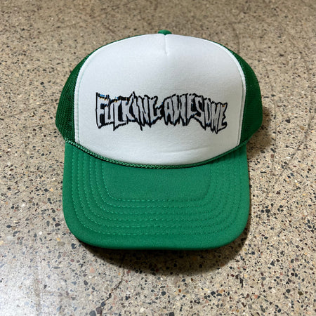 FUCKING AWESOME STAMP LOGO TRUCKER IN GREEN AND WHITE