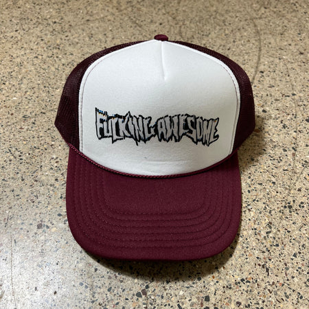 FUCKING AWESOME STAMP LOGO TRUCKER IN MAROON AND WHITE