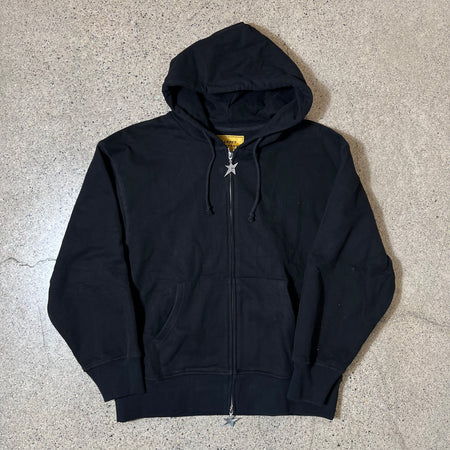 BLACK DOUBLE ZIP CARPET HOODIE