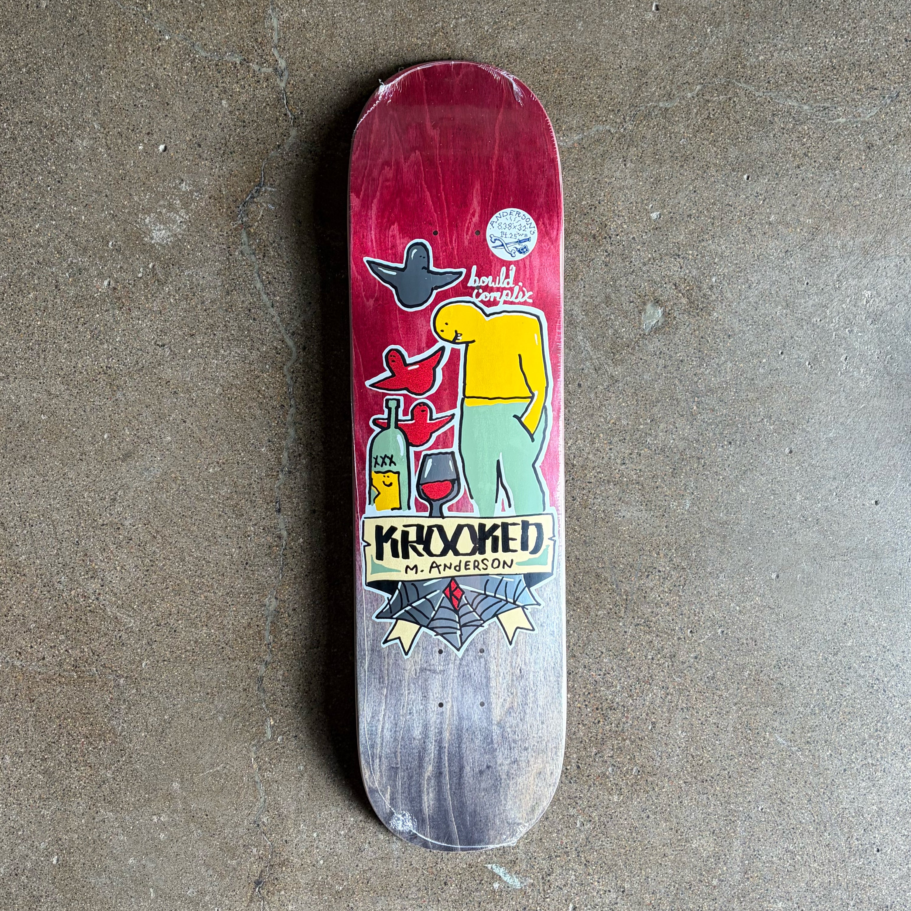 Full image of Krooked Skateboard Mike Anderson deck.