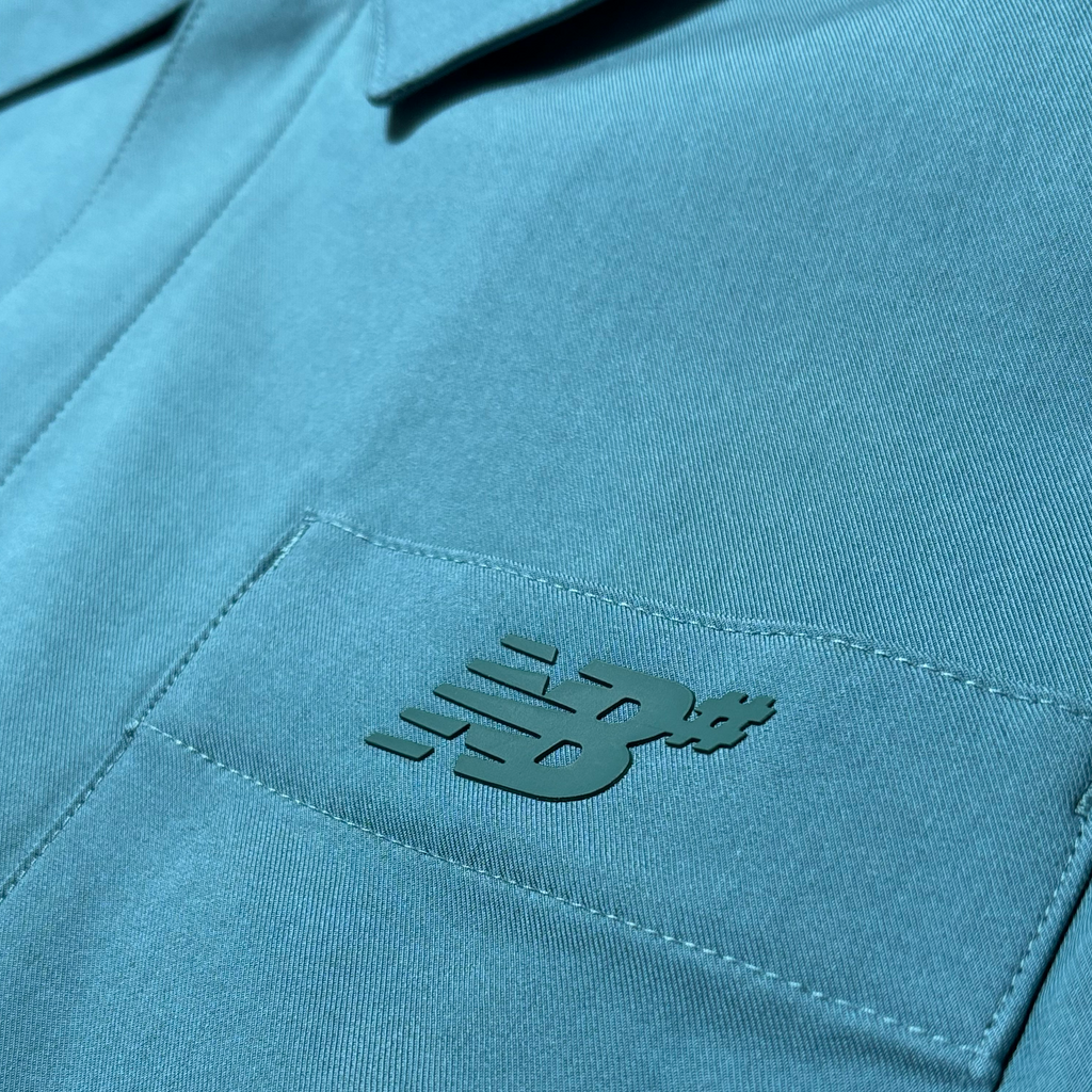 Close detail of NB# logo on pocket.