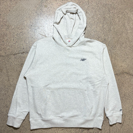 Full image of stone colored hoodie. 