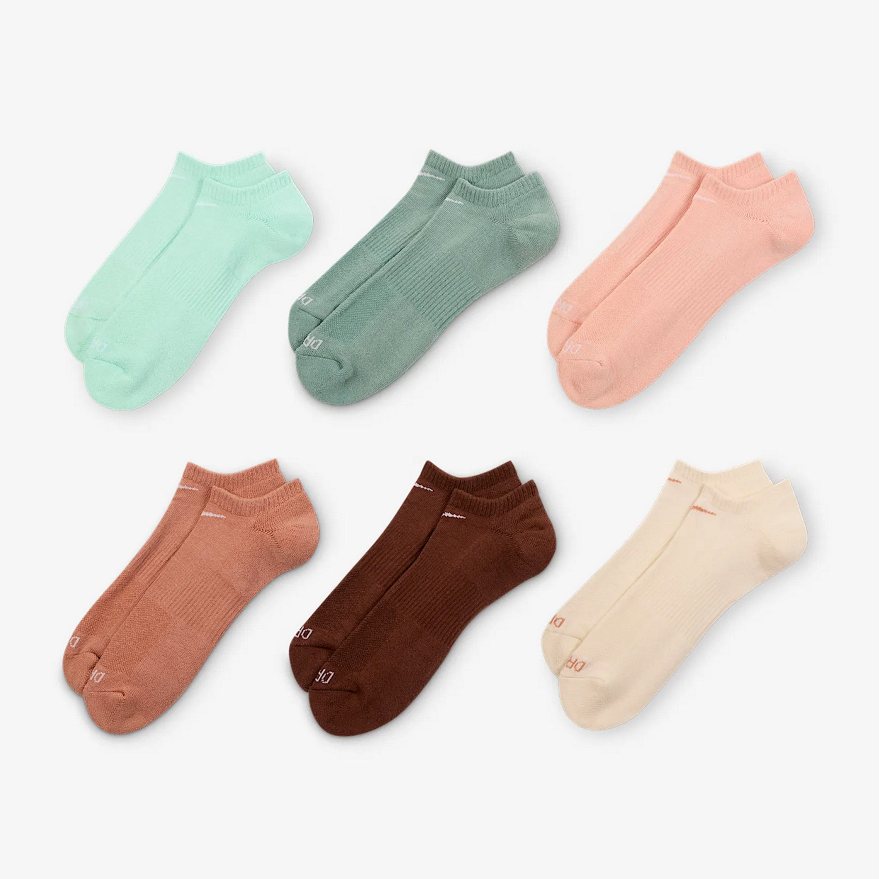 Assorted view of various colored socks in the 6-pack