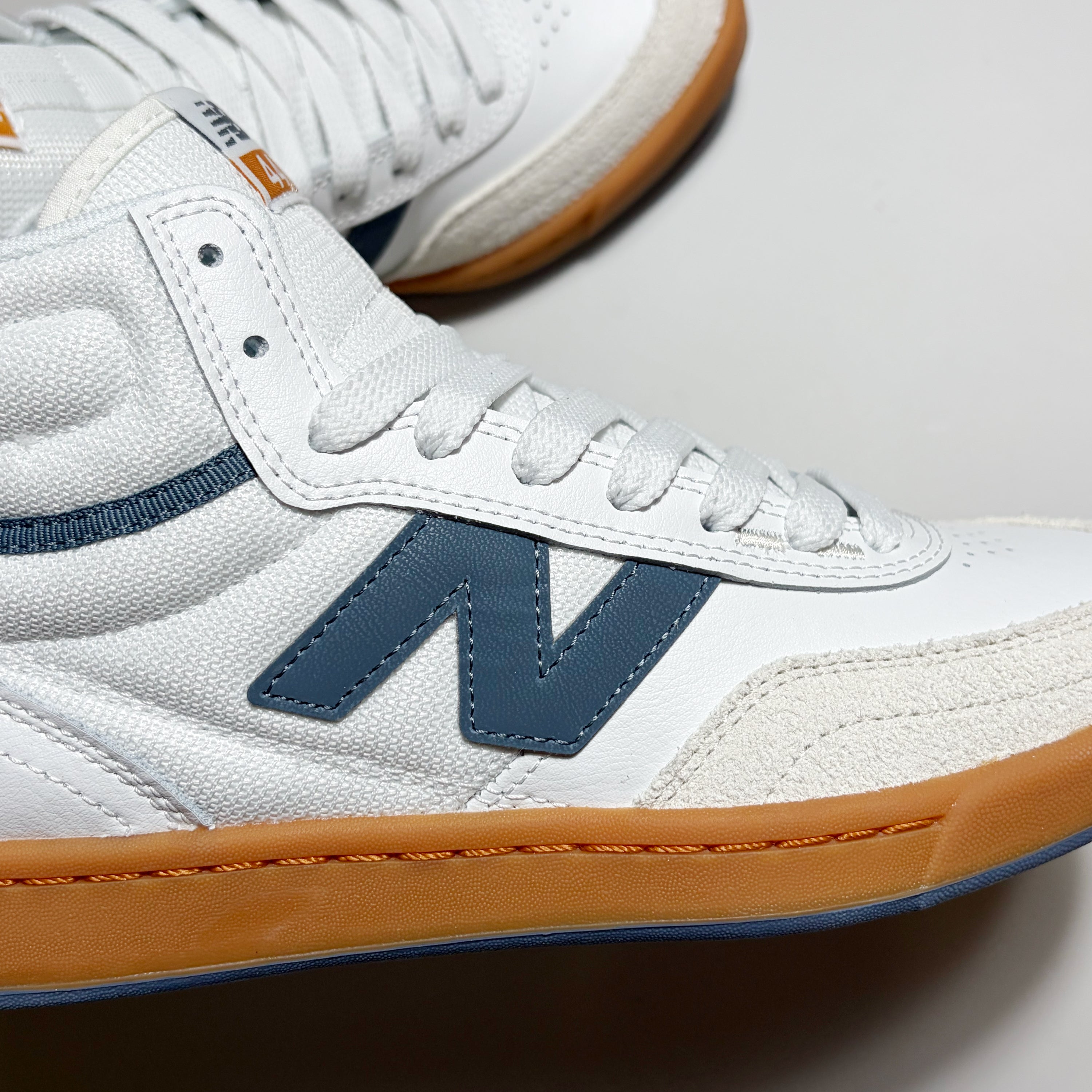 Close detail of blue "N" on mid-panel
New Balance Numeric NM440 High V2