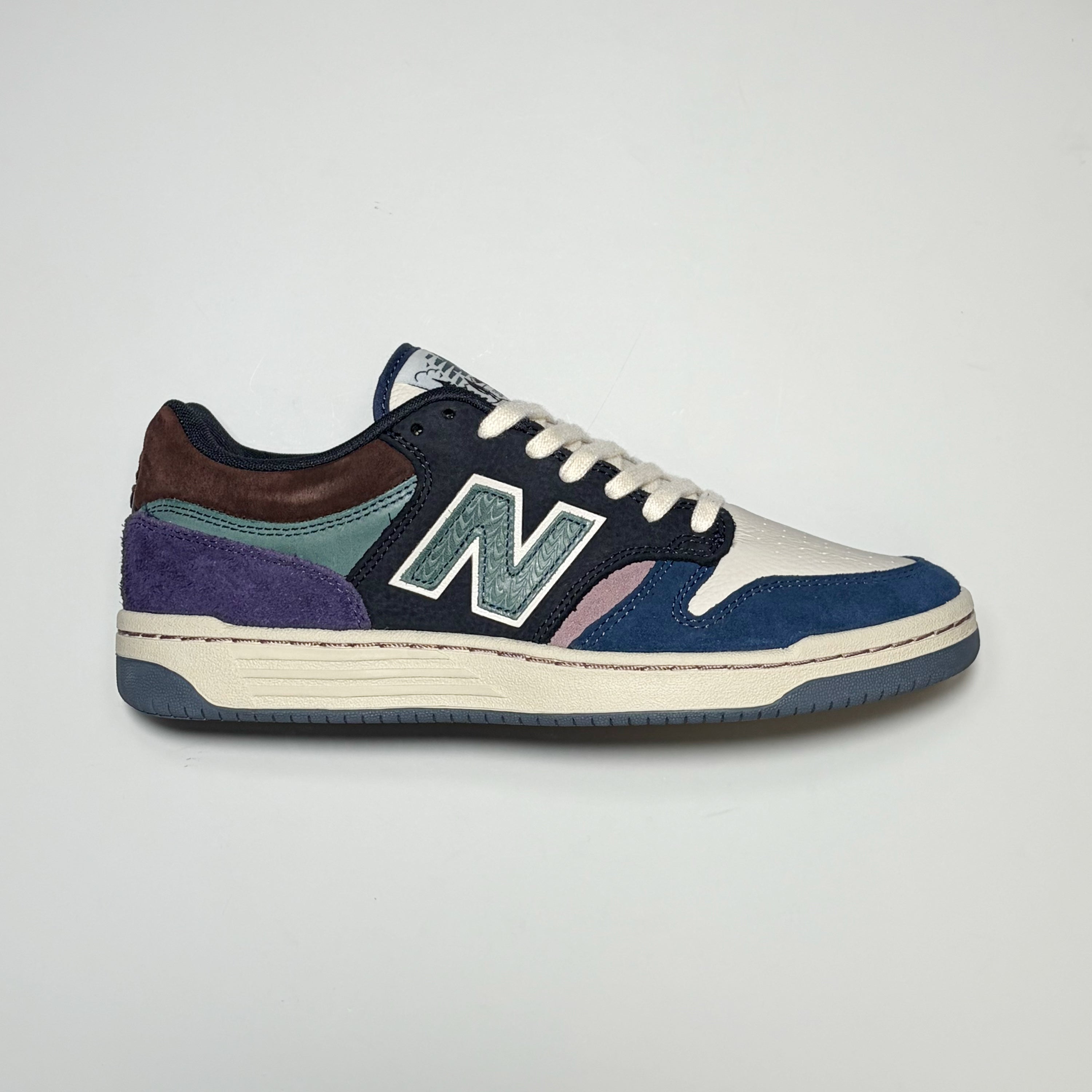 Right side image, New Balance Numeric NM480. 35TH North Skateshop cascade colorway by Sasha Barr
