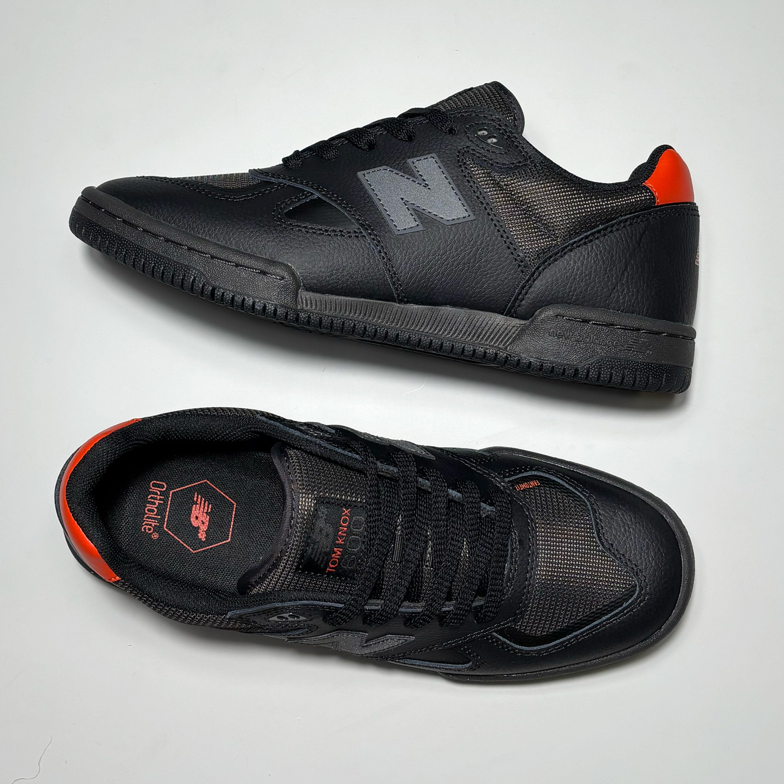 Toe down view with side profile .
Tom Knox woven label on tongue.