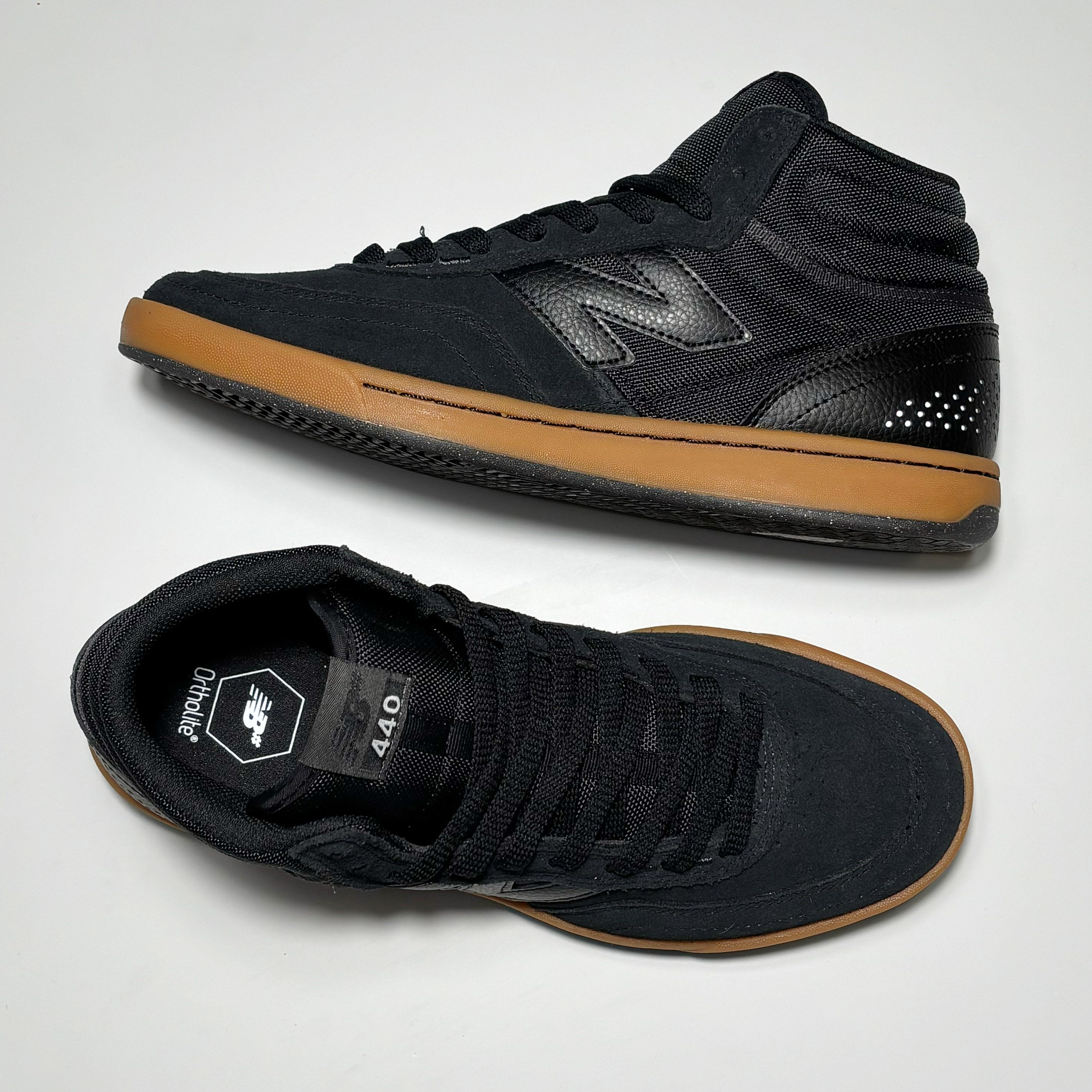 Toe down view with side profile.
NB440 label on tongue.