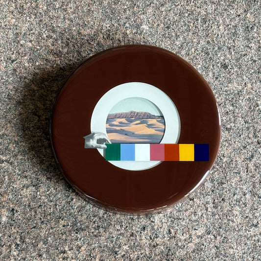 Round framed art. Collage artwork with custom epoxy resin. 
