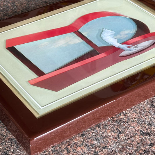 Side detail of custom epoxy resin frame.