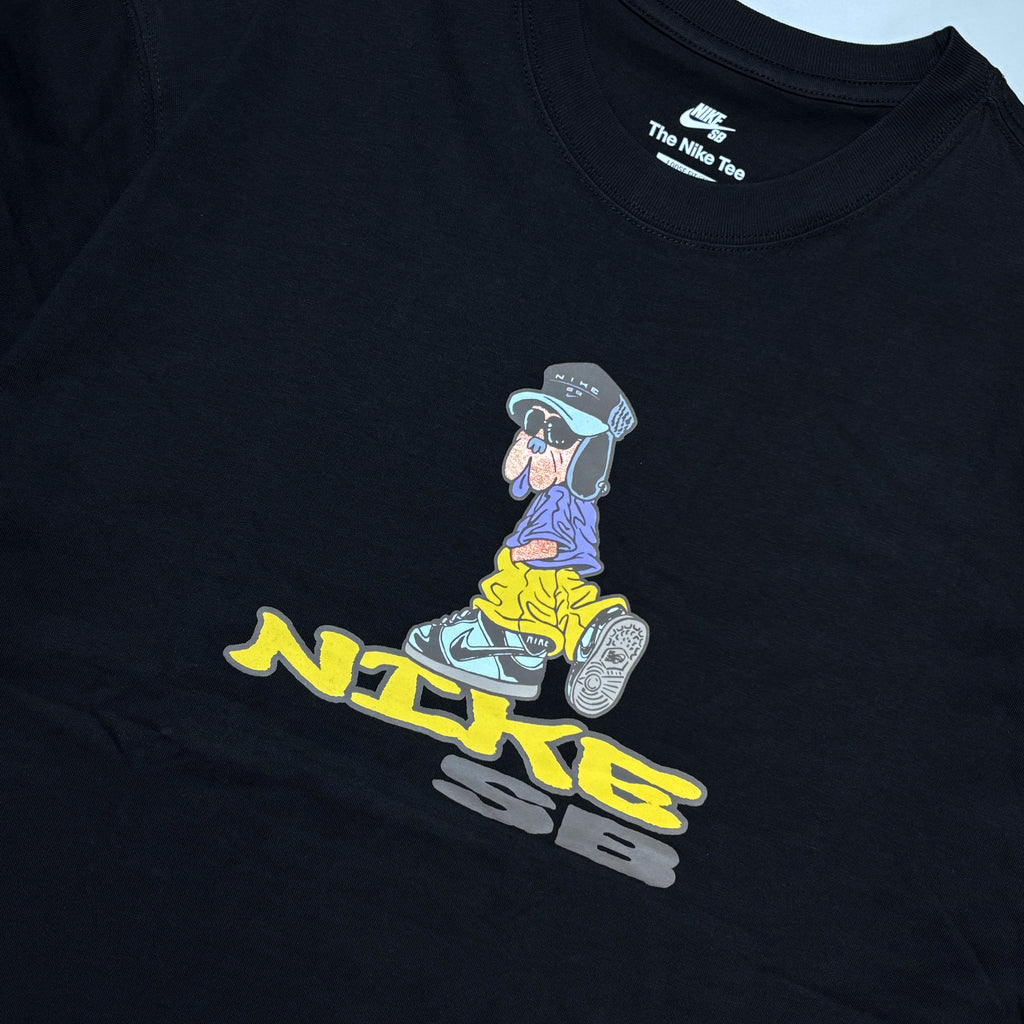 Close detail of cartoon artwork printed on chest