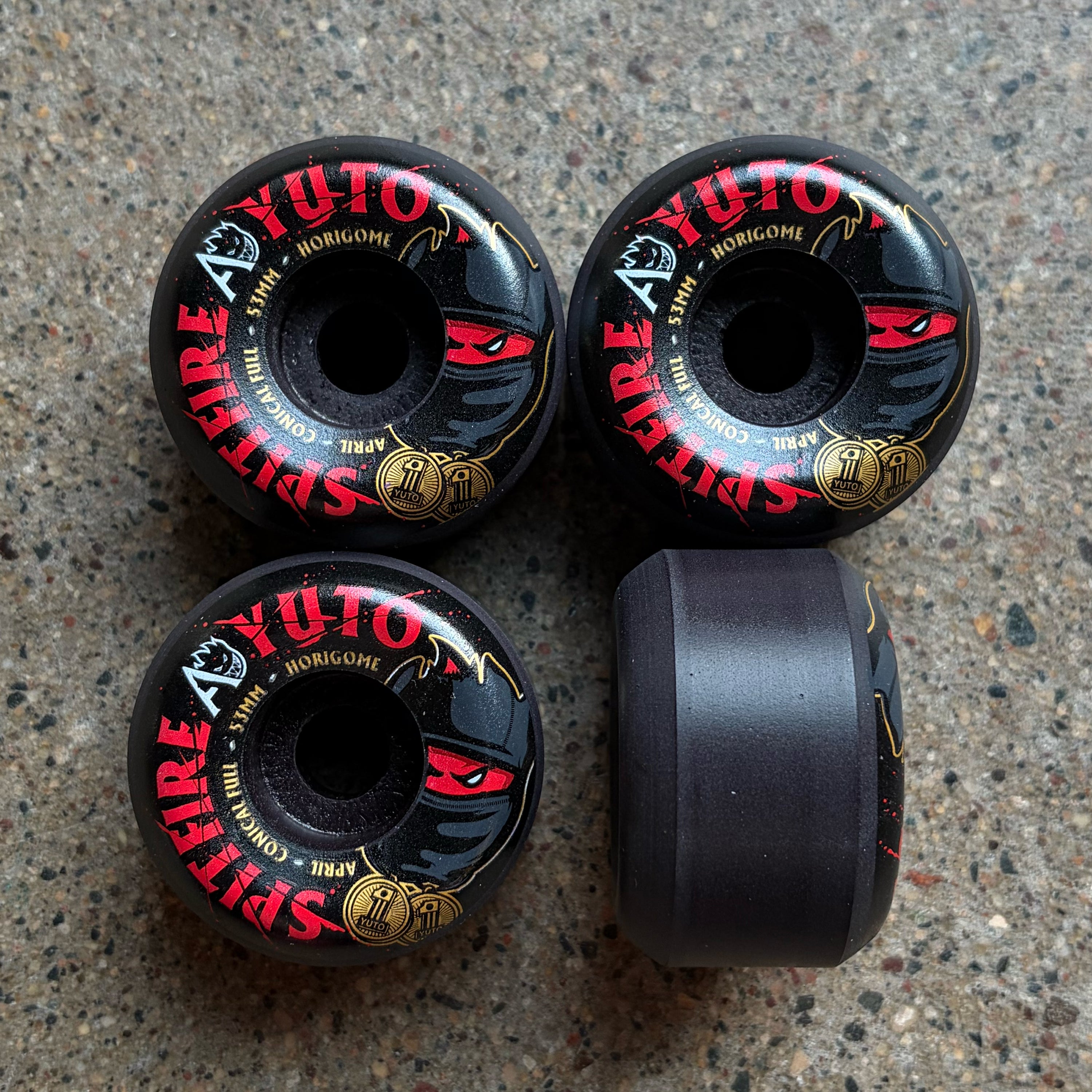 Set of 4 Spitfire x April Formula Four Yuto Conical full wheels.