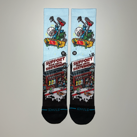 Image of full color printed sock. Matching cartoon artwork on both sides.