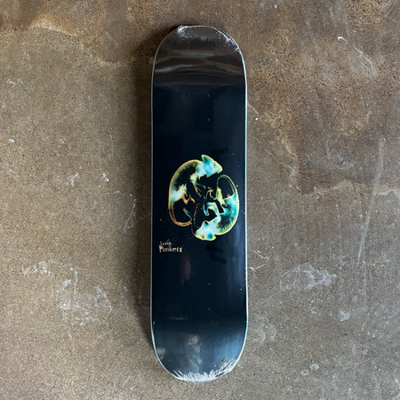 Full image of deck.
Black background with x-ray image of 2 chameleons. 