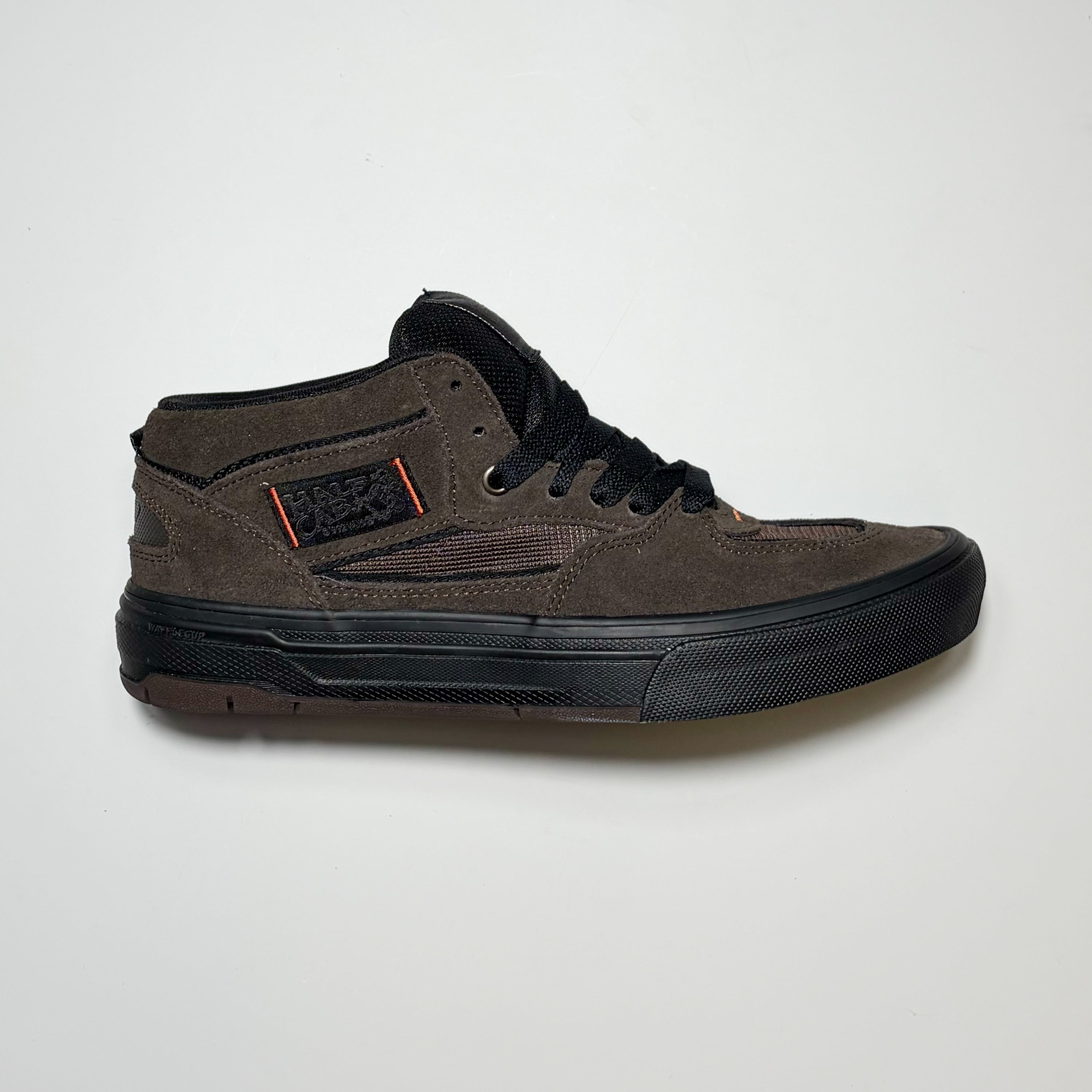 Right side image, Vans Skate Half Cab Wafflecup by Dick Rizzo. Brown suede with black outsole and laces.