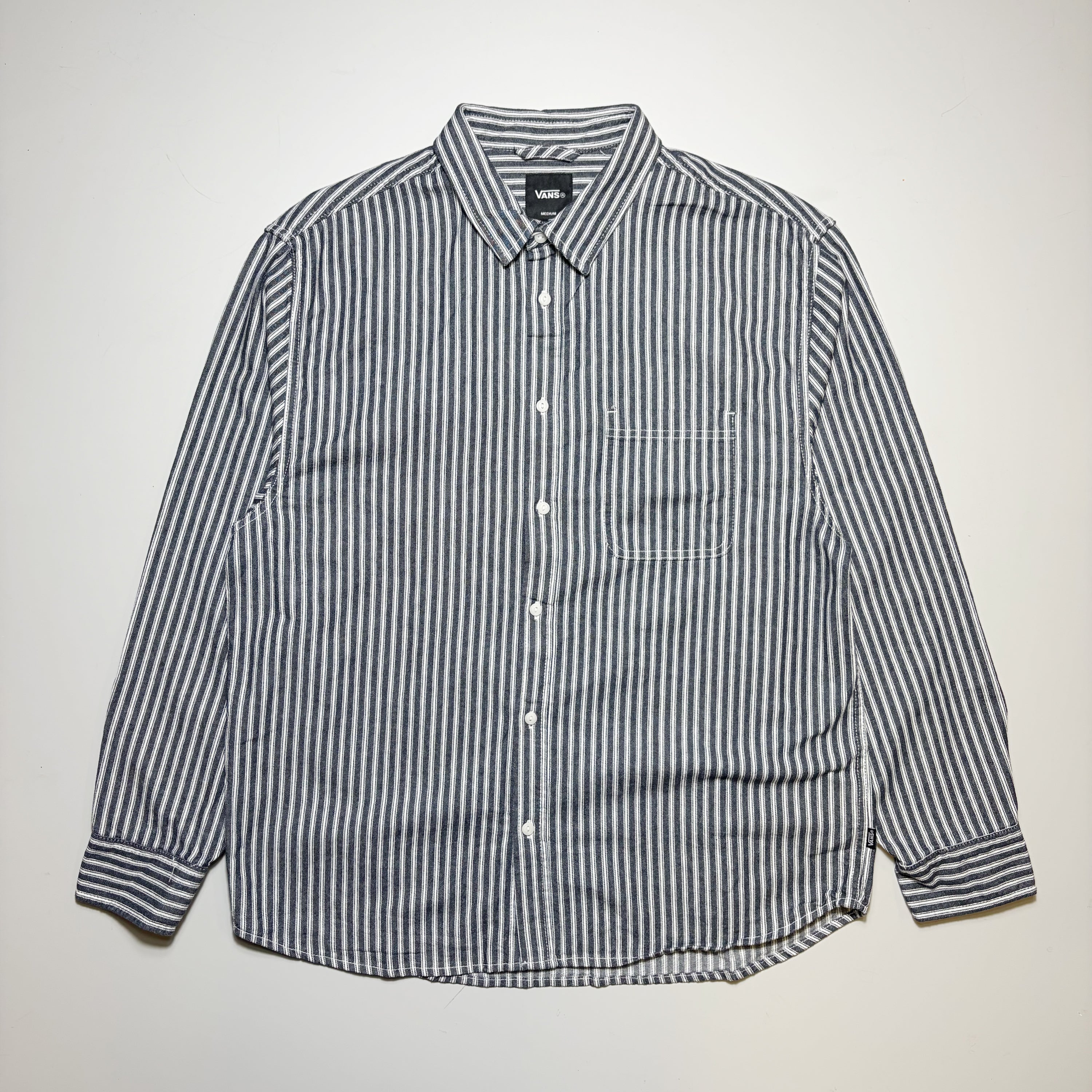 Front image of Vans Lawson Stripe Woven longsleeve button shirt.
