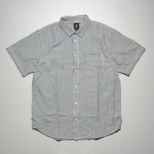 Full image of striped woven shirt.