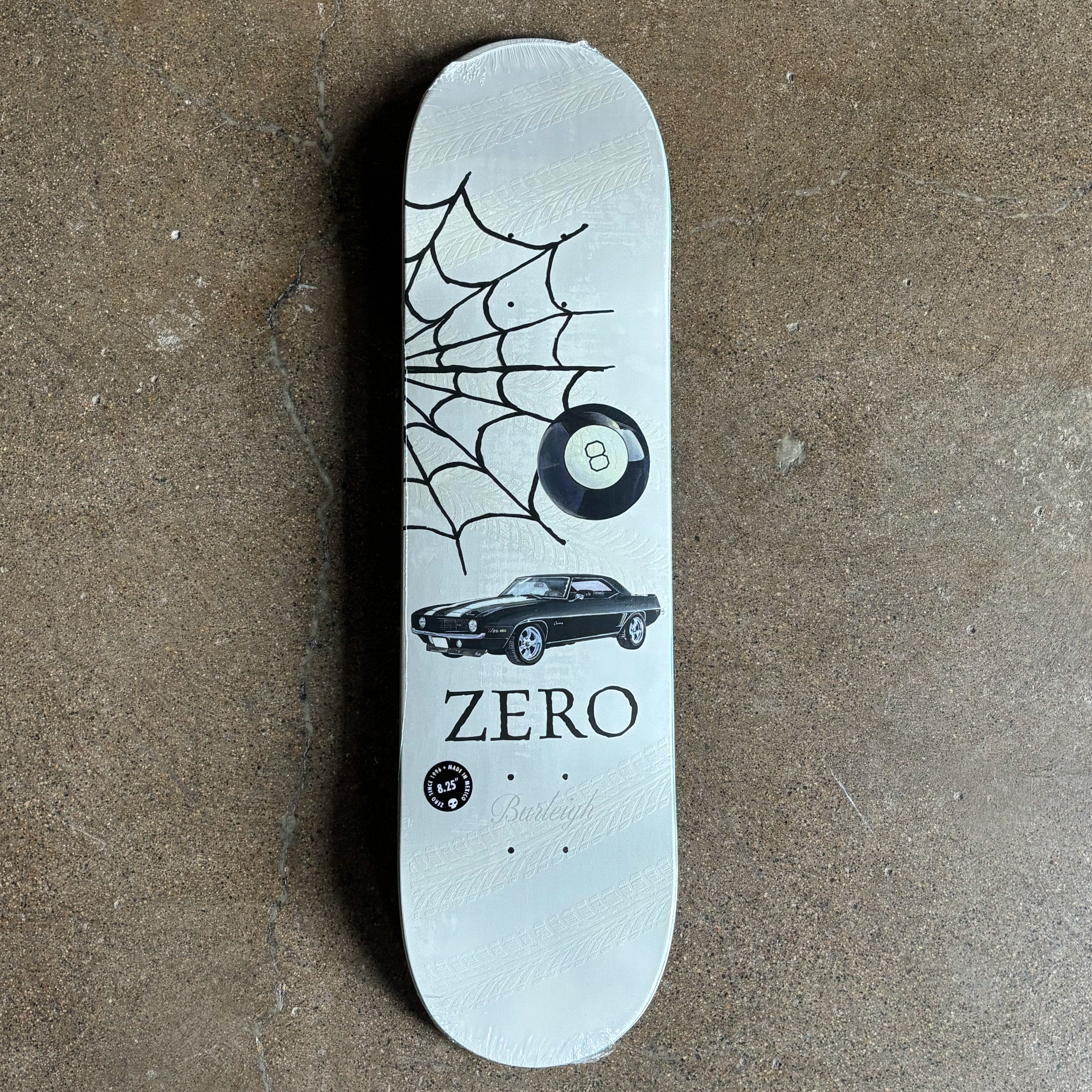 Full image of deck with spider web and car art